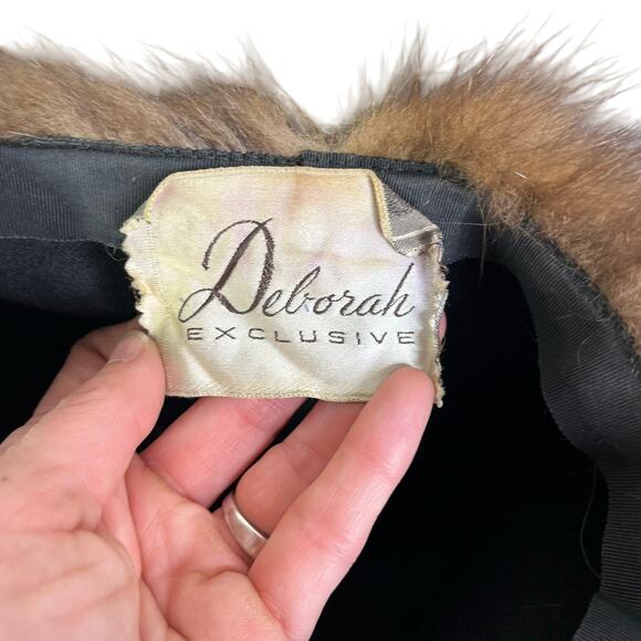 Deborah Exclusive Vintage Fur Hat Womens Brown Tan Stripe Classic One Size - Picture 2 of 7
